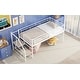preview thumbnail 7 of 15, White Twin Size Metal Mid Loft Bed with Storage Stairs and Fence