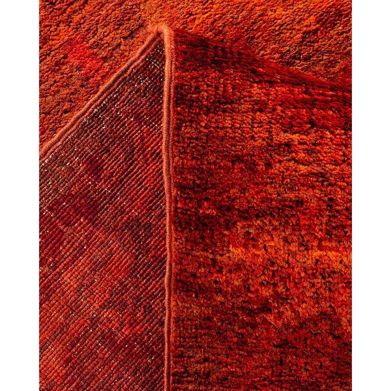 Overton Hand Knotted Wool Vintage Inspired Modern Contemporary Overdyed Orange Area Rug - 7' 10" x 10' 4"