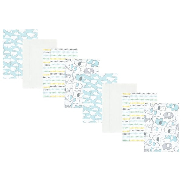 slide 1 of 1, Hudson Baby Cotton Poly Flannel Burp Cloths 8-Pack, Neutral New Elephant, One Size - Neutral New Elephant 8-Pack - One Size