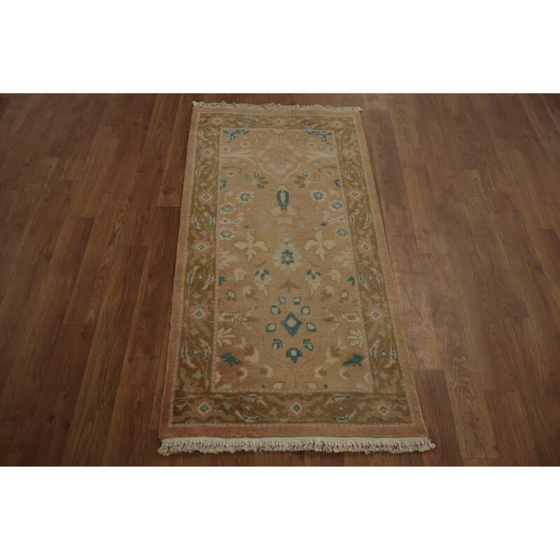 Hand Knotted Oriental 100% Wool Carpet Traditional All-Over Brown Ziegler Area Rug - 3' 9'' X 1' 11''