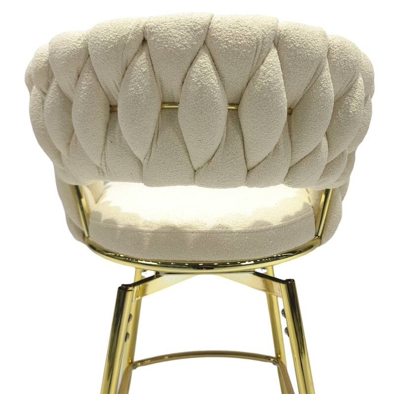 Modern Upholstered Bar Height Barstools Set of 2/360 Swivel/With Footrest and Back