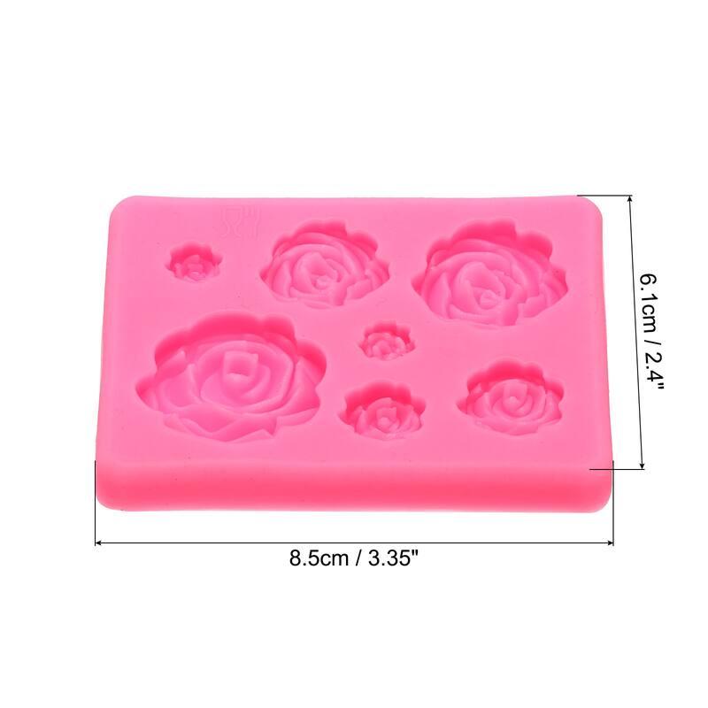 Polymer Clay Mold, Fondant Mold 7 Roses Flower Mold Silicone - Pink