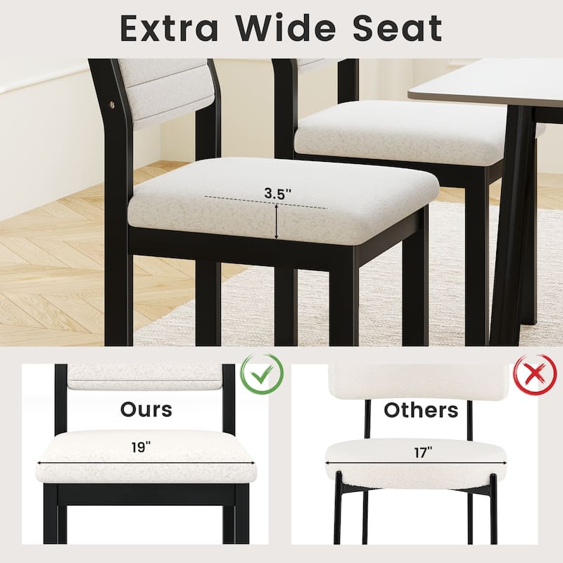 Gymax Dining Chair Set of 4 Sherpa Upholstered Kitchen Chairs w/ Wood