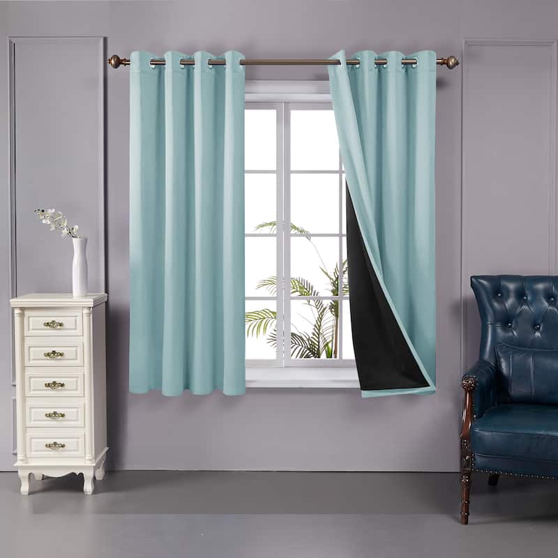 Deconovo 100 Percent Blackout Double Layers Lined Curtain (2 Panel) - 52x45 Inch - Sky Blue