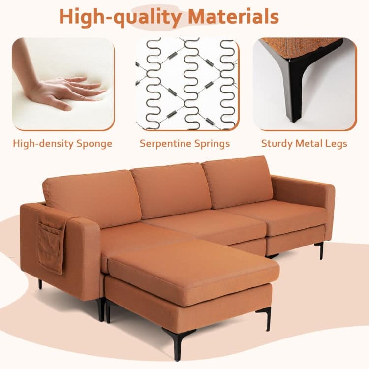 Modular L-shaped Sectional Sofa with Reversible Chaise and 2 USB Ports - 94.5" x 63" x 32.5"(L x W x H)