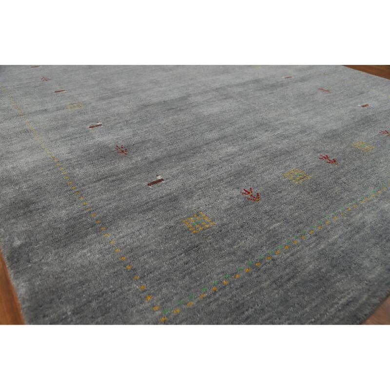 Hand Knotted Oriental 100% Wool Carpet Tribal Animal Pictorial Greys & Charcoal Gabbeh Area Rug - 7' 9'' X 5' 9''