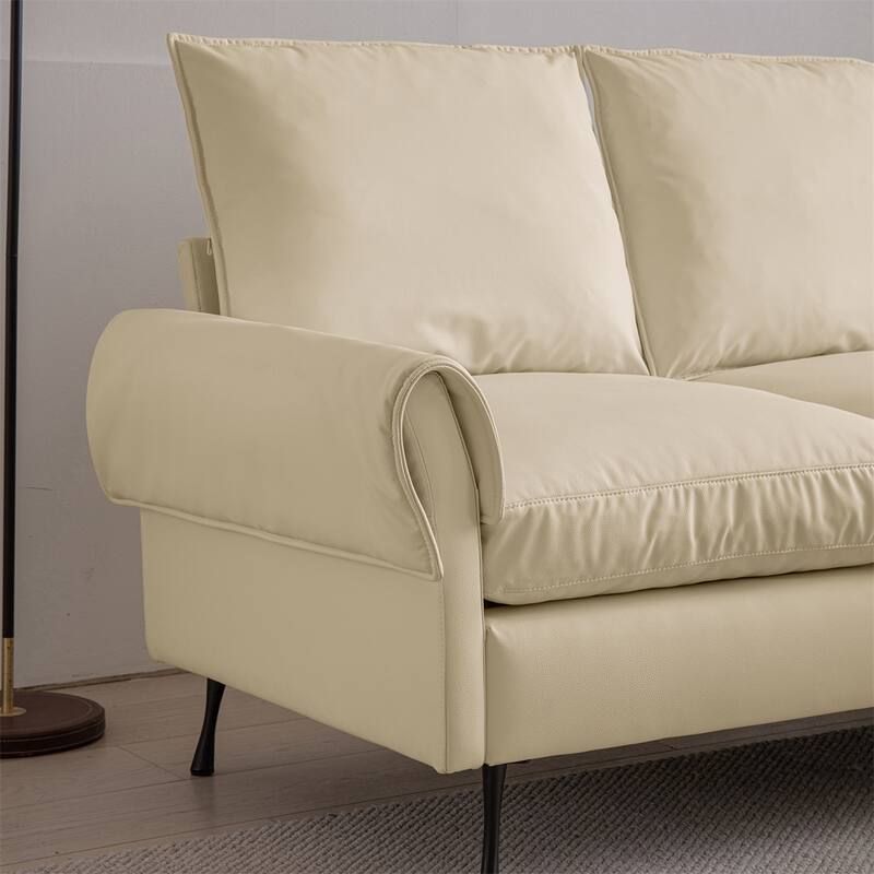 Sectional leather L-Shaped Sofa Couch with Reversible Chaise Lounge