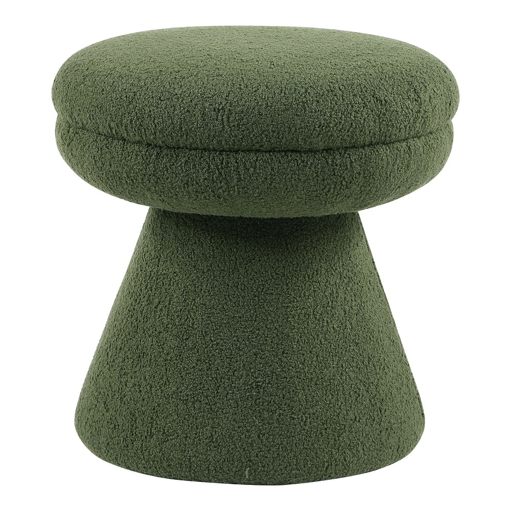 247 Shop At Home Modern Boucle Upholstered Ottoman with Tapered Pedestal