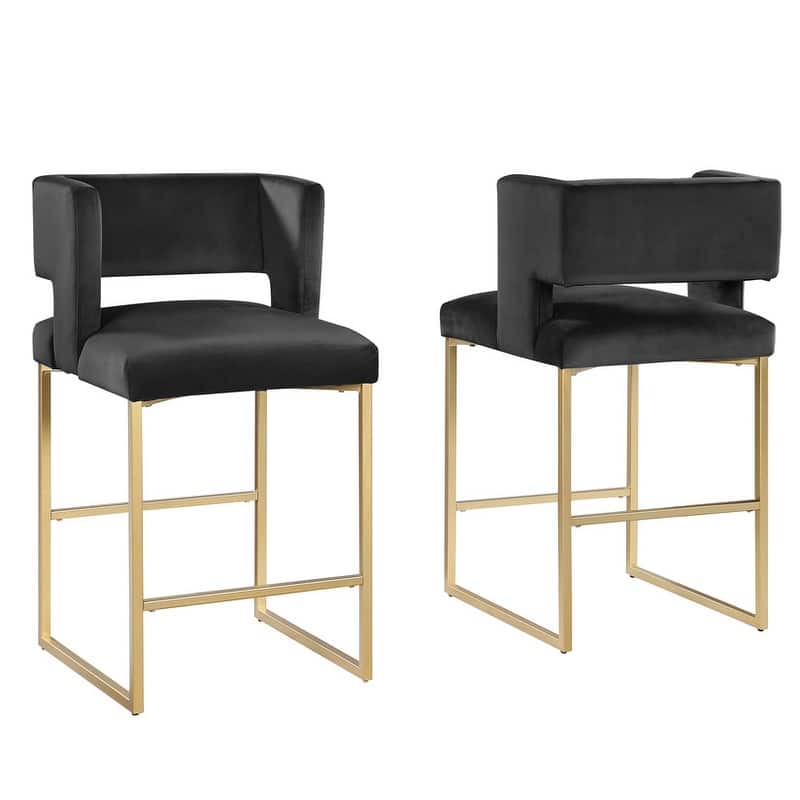 Best Master Furniture Mitzi Velvet Counter Height Stool (Set of 2) - Black/Gold