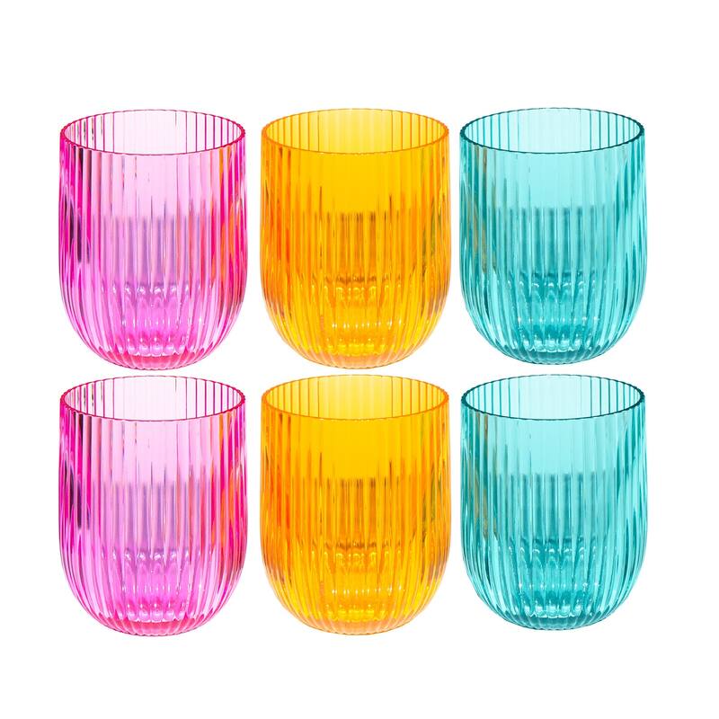 Abode Homewares Mesa Acrylic Stemless Wine Glass - Assorted Colors - 16.2oz - Set of 6 - Multicolor
