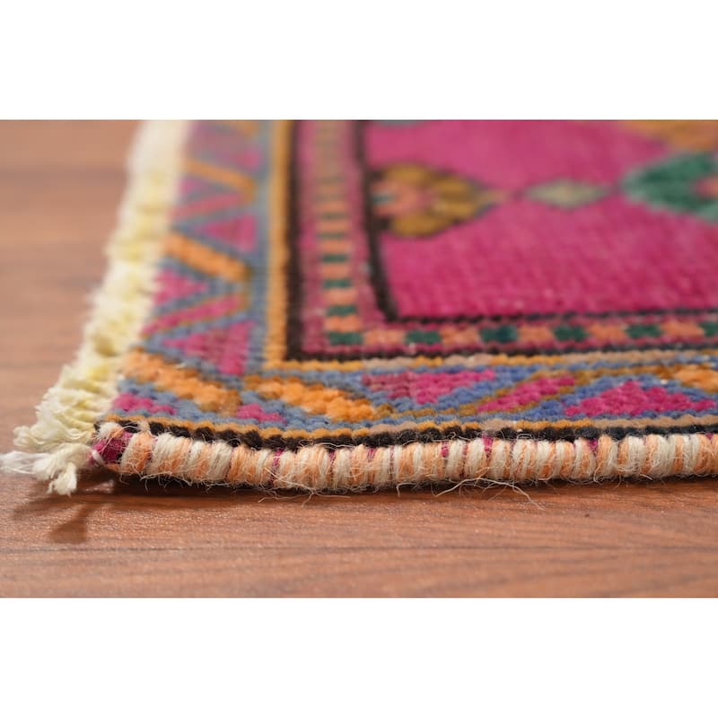 Hand Knotted Oriental 100% Wool Carpet Traditional Geometric Pink Tabriz Area Rug - 4' 9'' X 2' 7''