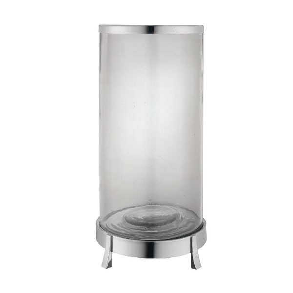 14" Silver Elegant Fulton Hurricane Decorative Round Jar - N/A