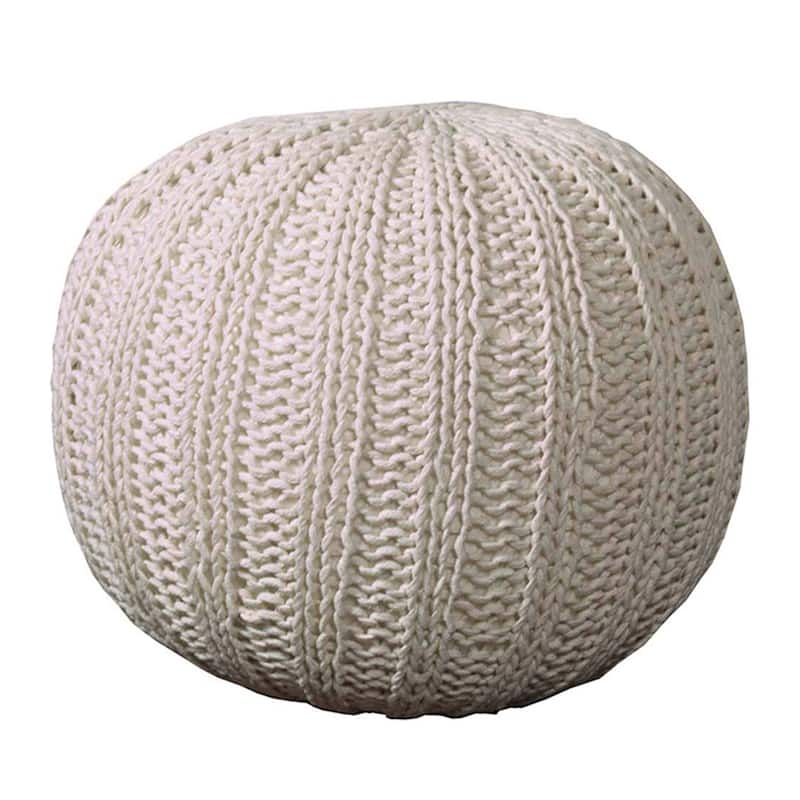 20" Round Cotton Pouf Ottoman for Living Room, Footrest and Extra Seating