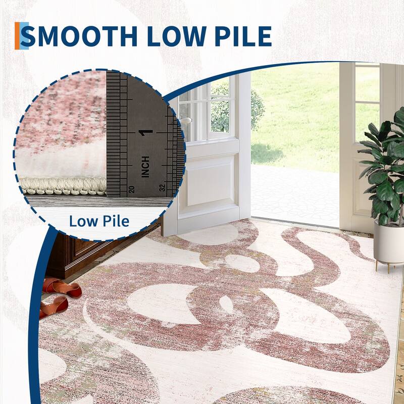 Modern Washable Area Rug Animal Snake Pattern Rug Home Decor Snake Carpet, Low Pile Non Slip Rug