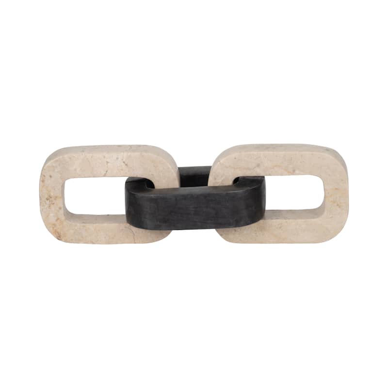 Sagebrook Home 11" 3-link Onyx Marble Chain, Beige, 1"H - 11" x 5" x 1" - Ivory/beige - 11" x 5" x 1"