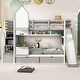 preview thumbnail 12 of 42, Castle Style Bunk Bed w/2 Drawers, 3 Shelves & Slide Grey - Twin