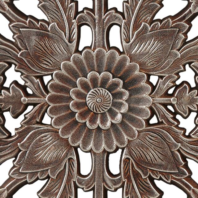 Madison Park Botanical Panel Distressed Carved Wood 2-piece Wall Decor Set