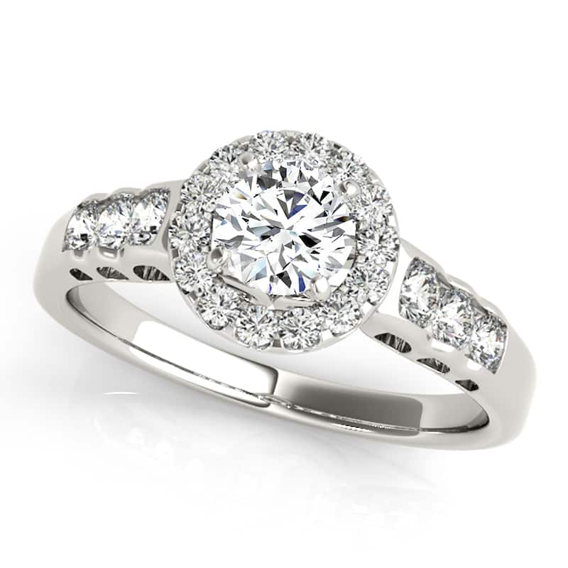 Auriya 14k White Gold Lab Grown Round Diamond Halo Engagement Ring 0.50 to 5.00 ct. tw. (F-G VS) - 1.50 ct. center - 9