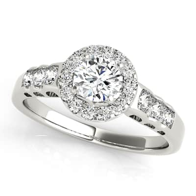 Auriya 14k White Gold Lab Grown Round Diamond Halo Engagement Ring 0.50 to 5.00 ct. tw. (F-G VS)