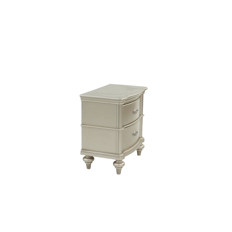 Wooden Nightstand in Champagne, Stylish Bedroom Storage Table, 28" x 17" x 28"H
