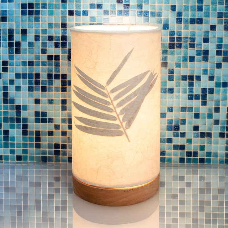 Eangee Handmade Mini Paper Cylinder Table Lamp, Handmade Paper Shade, Bamboo, 5 x 5 x 9 in.