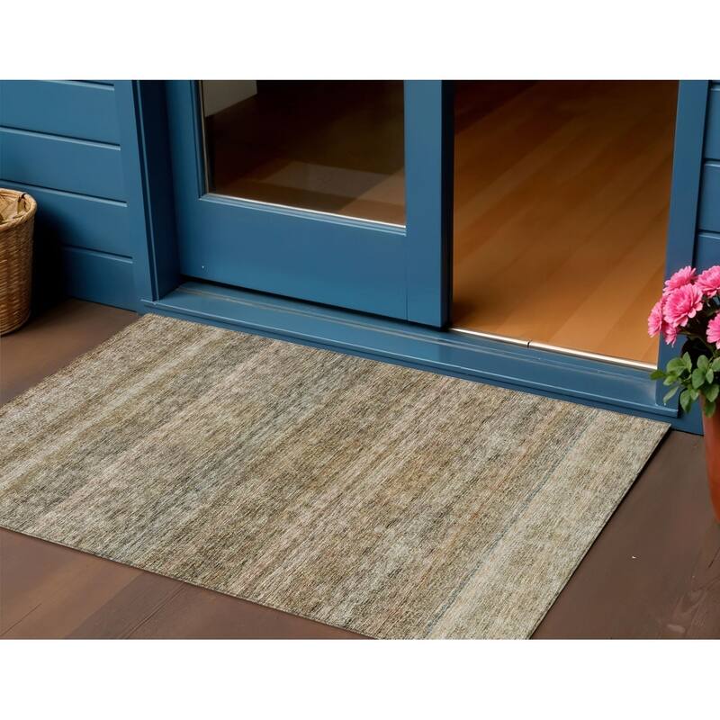 HomeRoots Striped Transitional Rectangle Outdoor Rug - 3' x 5'