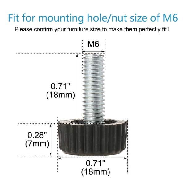 Shop M6 X 18 X 18mm Hand Screw Furniture Glide Leveling Feet Adjustable Height Leveler Floor Protector For Home Furniture Legs 12pcs Overstock 28709045
