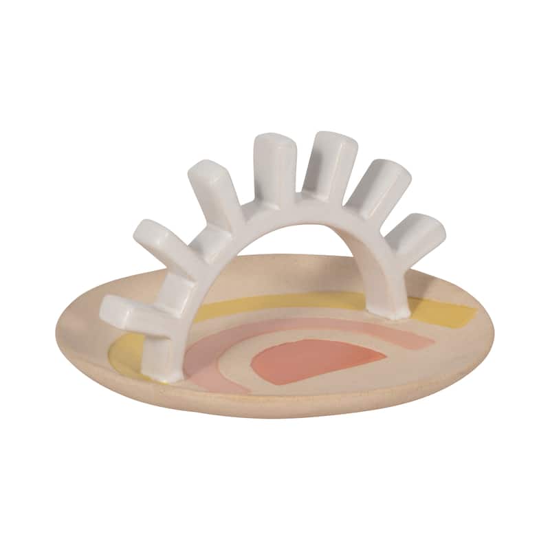 Sagebrook Home Ceramic Multi 6" Sunshine Trinket Tray - 5.5" x 5.5" x 3.5"