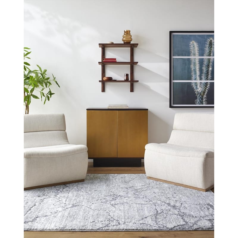 Livabliss Casual Andorra Plus Solid Area Rug - 5'3" x 7' - Light Gray/Ivory