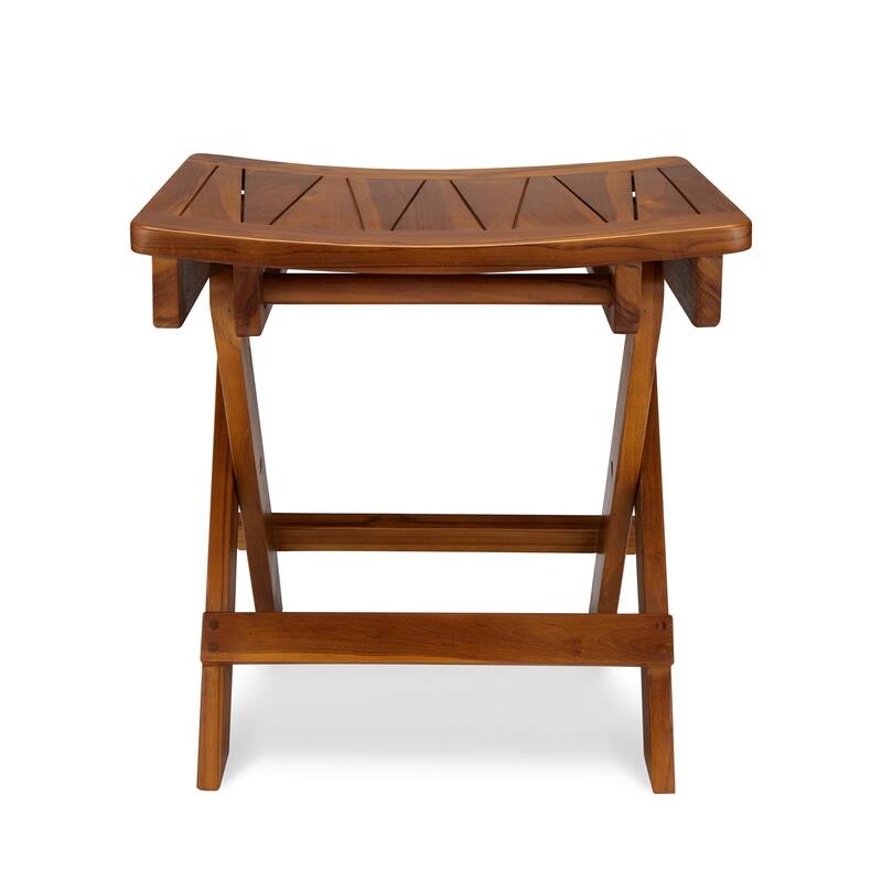 TeakCraft Teak Folding Shower Stool, Shower Bench, 18 Inch