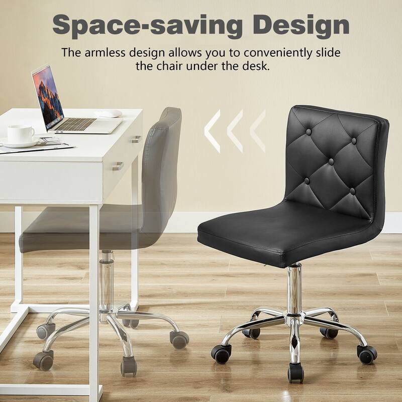 Javlergo Armless Office Desk Chair PU Leather Mid-Back Adjustable Height 360° Rolling Swivel 10 Colors Available Office Chair