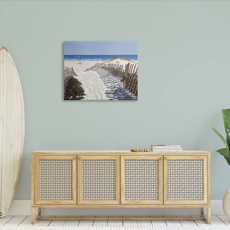 Stupell Fenced Pathway to Beach Summer Nautical Painting Canvas Wall Art - Multi-Color