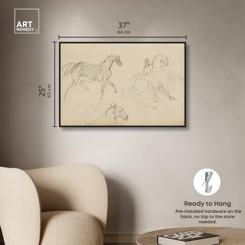 Gericault - Three horse studies Canvas by Art Remedy