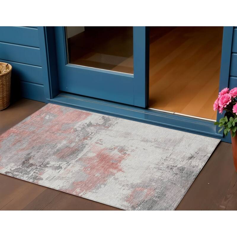HomeRoots Abstract Transitional Rectangle Outdoor Rug - 3' x 5'