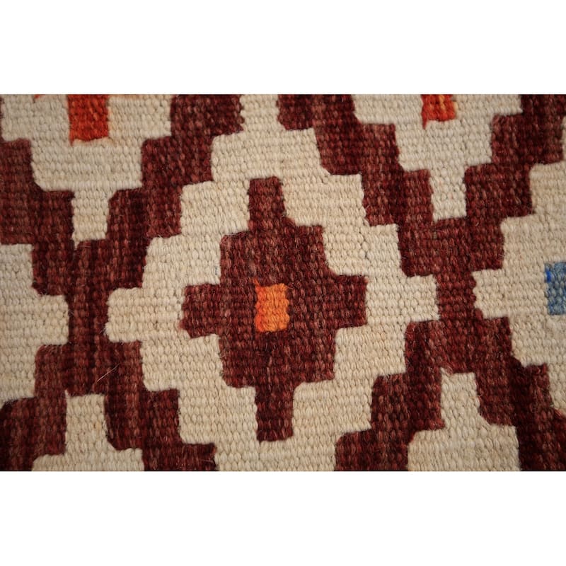 Colorful Geometric Kilim Oriental Area Rug Flatweave Wool Carpet - 8'5" x 11'9"