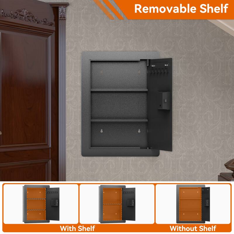 Roomfitters Hidden In-Wall Safe with Digital Keypad and Removable Shelves, Heavy Duty Steel Security