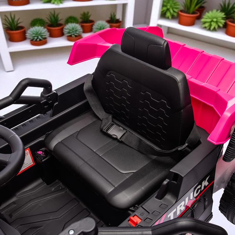 12V Kids Ride On Dump Truck with Remote Control, Electric Dump Bed, Bluetooth Music, LED Lights, Speed & Volume Adjustment