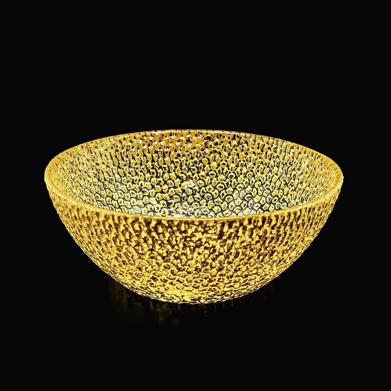 Glass Bowls with Pebble Pattern Perfect for Casual Meals or Festive Gatherings - Set-1 - Gold