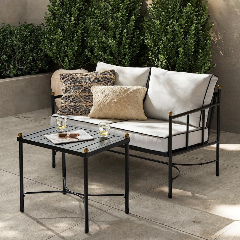 Mopio Odelia Patio Furniture, Outdoor Sectional Conversation Set - Black & Gold Loveseat Only