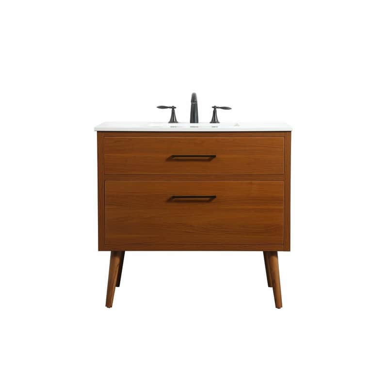 Elegant Lighting VF41036M Boise 36" Free Standing Single Basin Vanity - Teak - Wood Finish