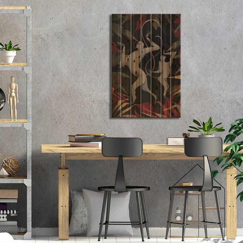 Monkeys Print On Wood by Valeriya Simantovskaya - Multi-Color