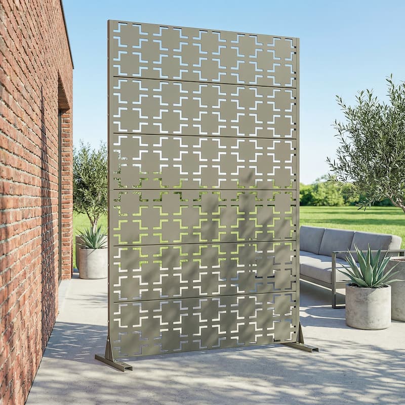 6 ft. H x 4 ft. Metal Privacy Screen Free Standing - Olive Green - 72*47
