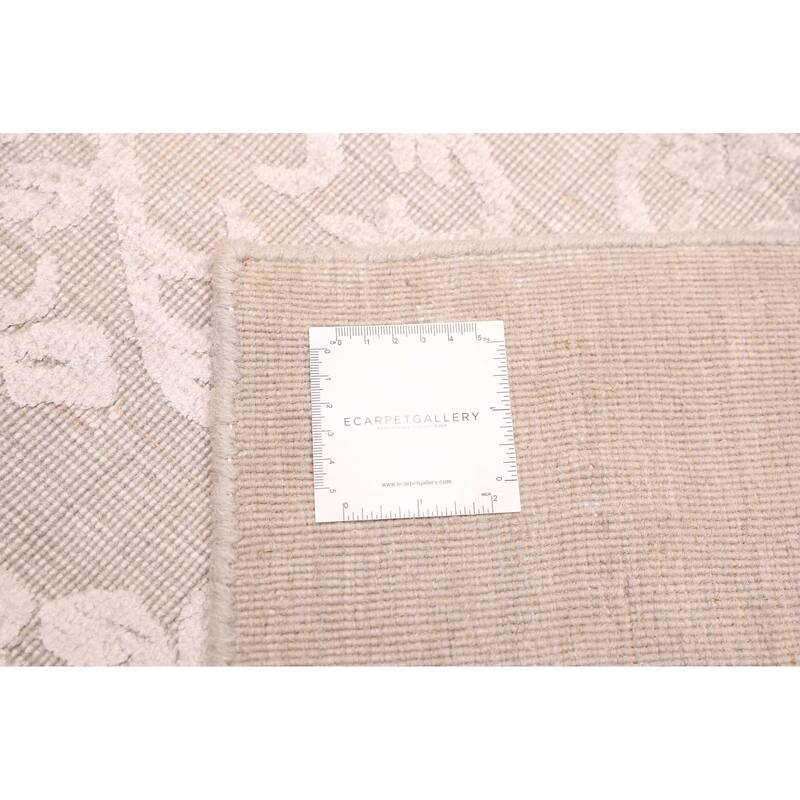 ECARPETGALLERY Hand Loomed Elysian Light Grey Viscose, Wool Rug - 8'0 x 10'1