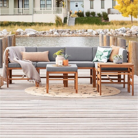 Middlebrook 7-Piece Acacia Frame Patio Modular Sectional