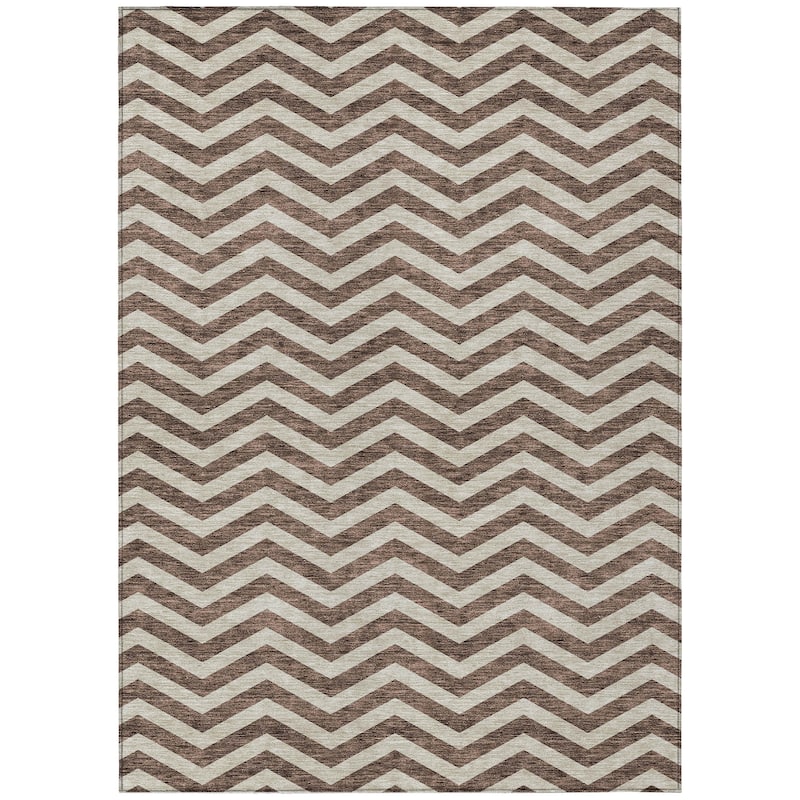 Machine Washable Indoor/ Outdoor Chantille Chevron Stripe Rug