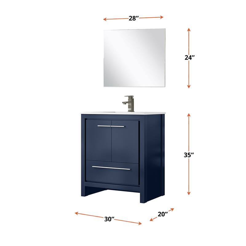 Lafarre Bath Vanity with Cultured Marble Top, Sink, Mirror and Gun Metal Faucet