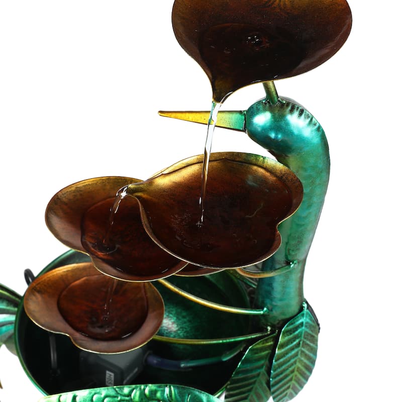 Metal Green Crane Outdoor Fountain