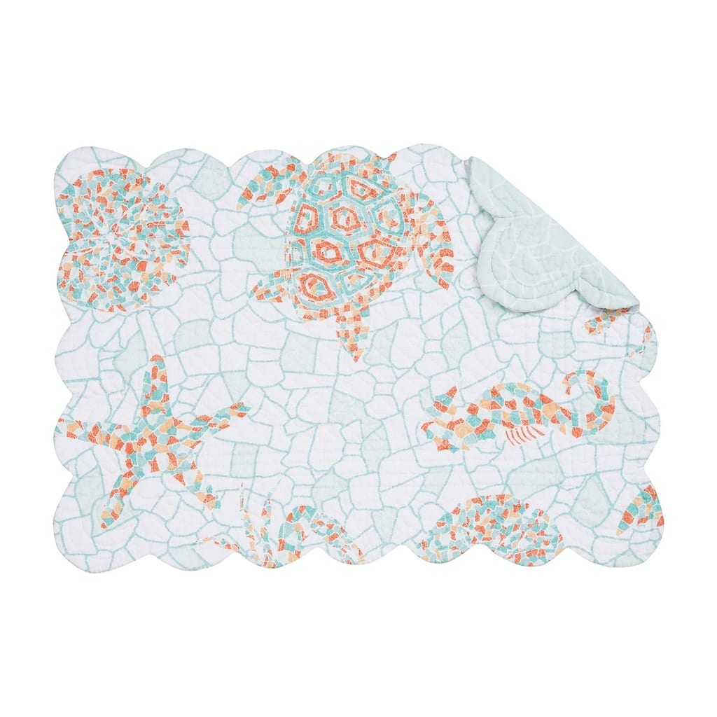 Grand Turks Cotton Quilted Rectangular Reversible Placemat Set of 6 - Set of 6