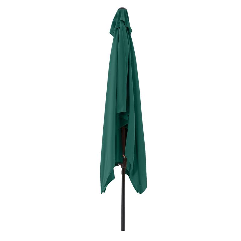 Rectangular Patio Umbrella - 10 Ft Easy Crank Sun Shade with Push Button Tilt by Pure Garden (Hunter Green)