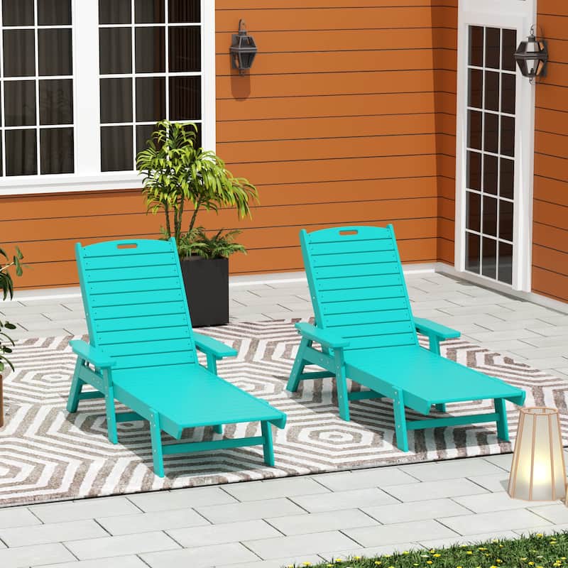 Laguna Hdpe All Weather Outdoor Patio Pool Reclining Chaise Lounge (Set Of 2) - Turquoise